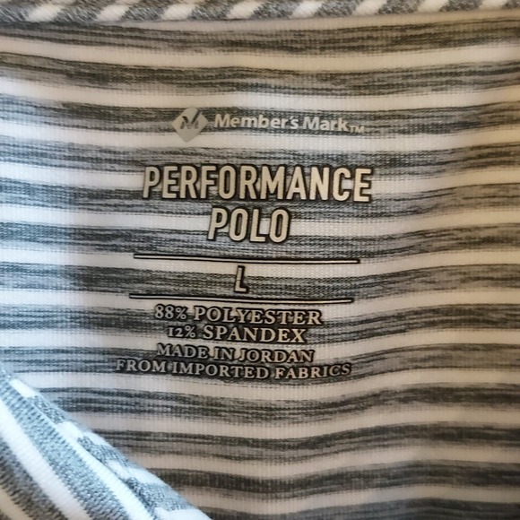 Polo Shirt Mens Large Members Mark Gary White Striped Short Sleeve - Picture 3 of 4